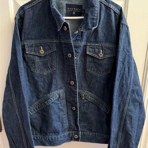 Nautica Jeans Company Men's Denim Trucker Blue Jean Jacket Size XXL